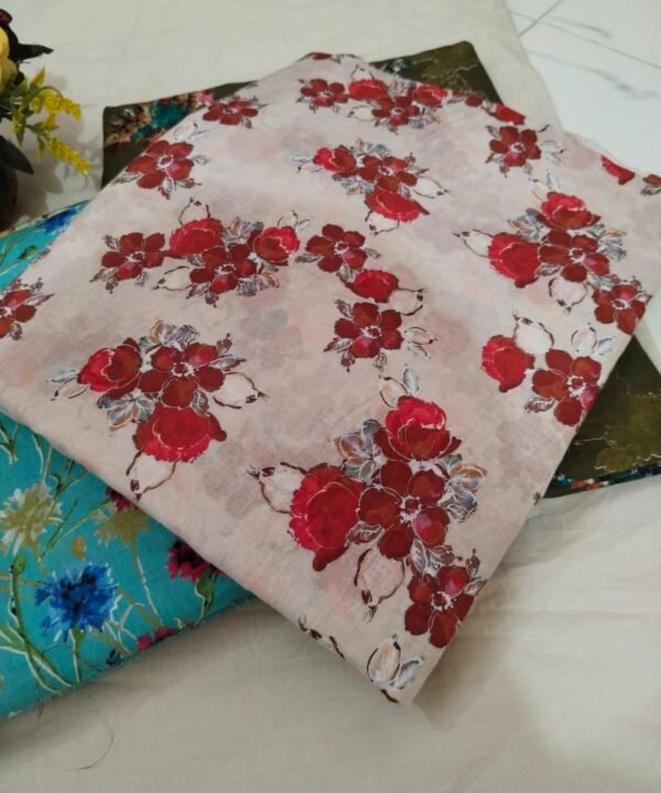 Rosy Charm – Unstitched Lawn 3 Piece (Pink Floral Design)