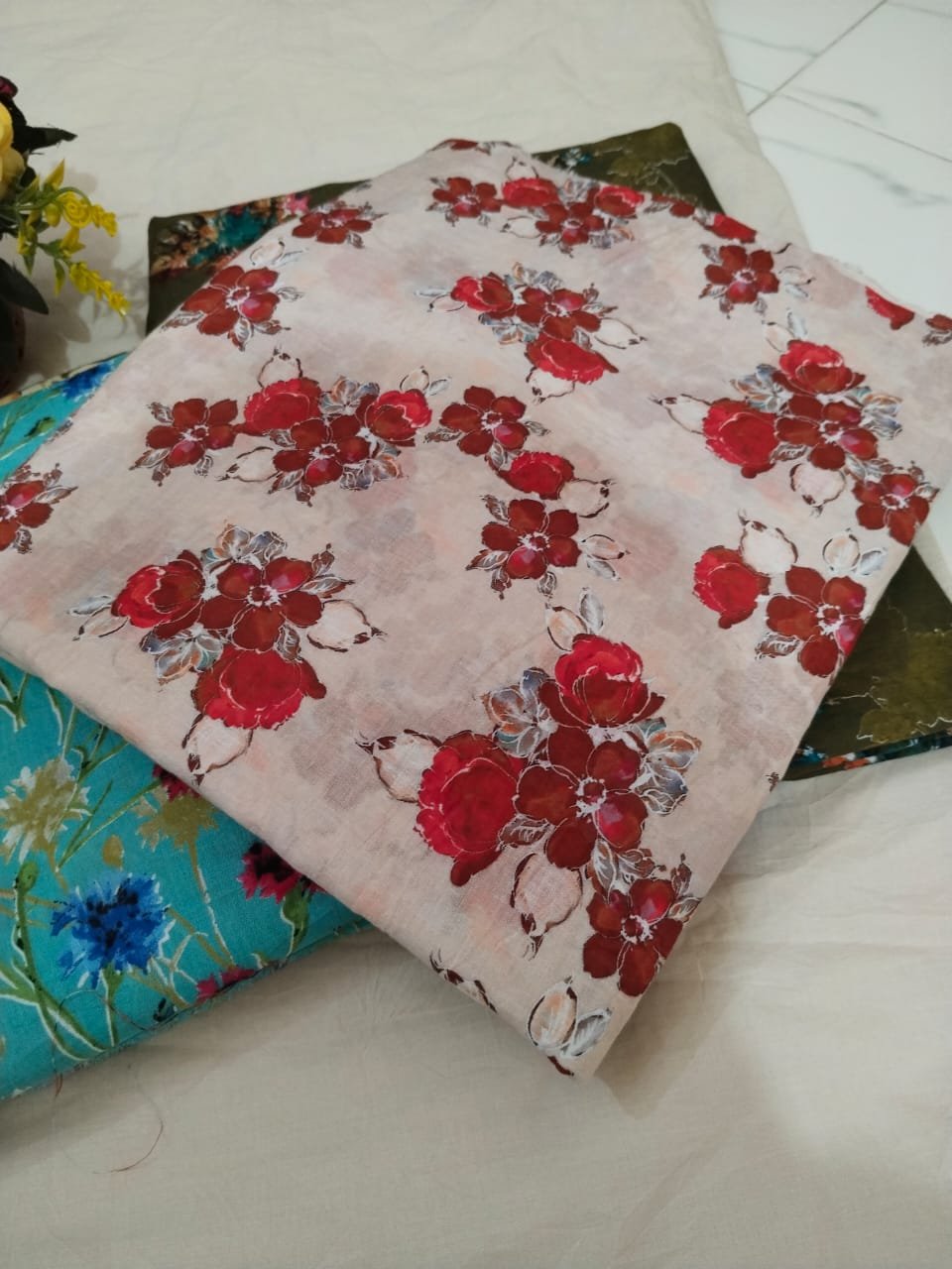 Rosy Charm – Unstitched Lawn 3 Piece (Pink Floral Design)