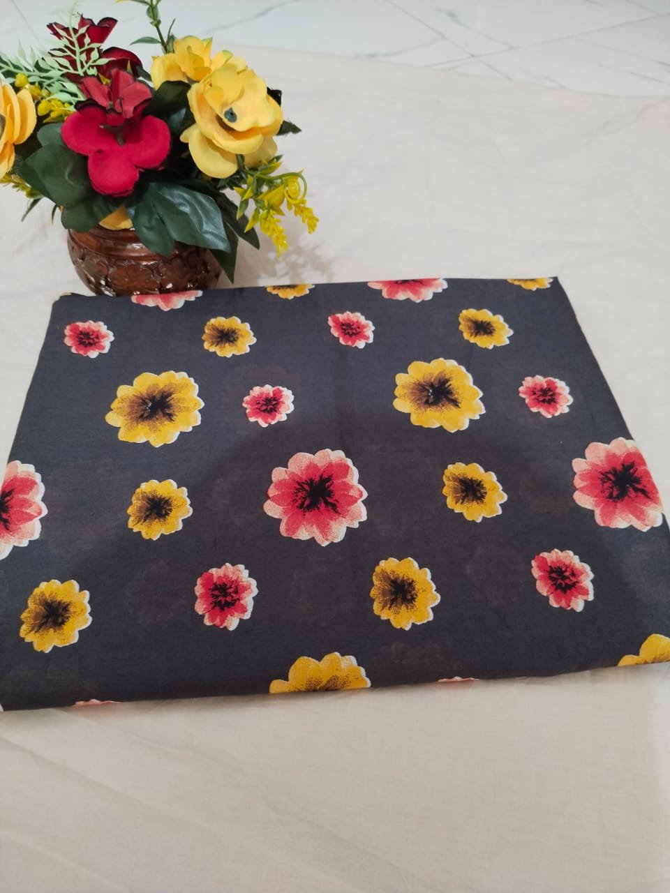 Golden Petals – Unstitched Lawn 3 Piece (Yellow & Multi Floral) - Image 5
