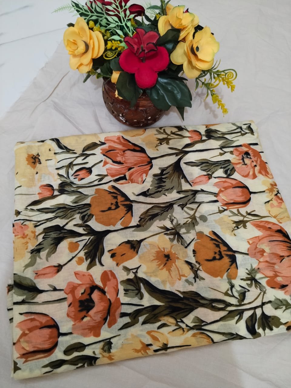 Golden Petals – Unstitched Lawn 3 Piece (Yellow & Multi Floral)