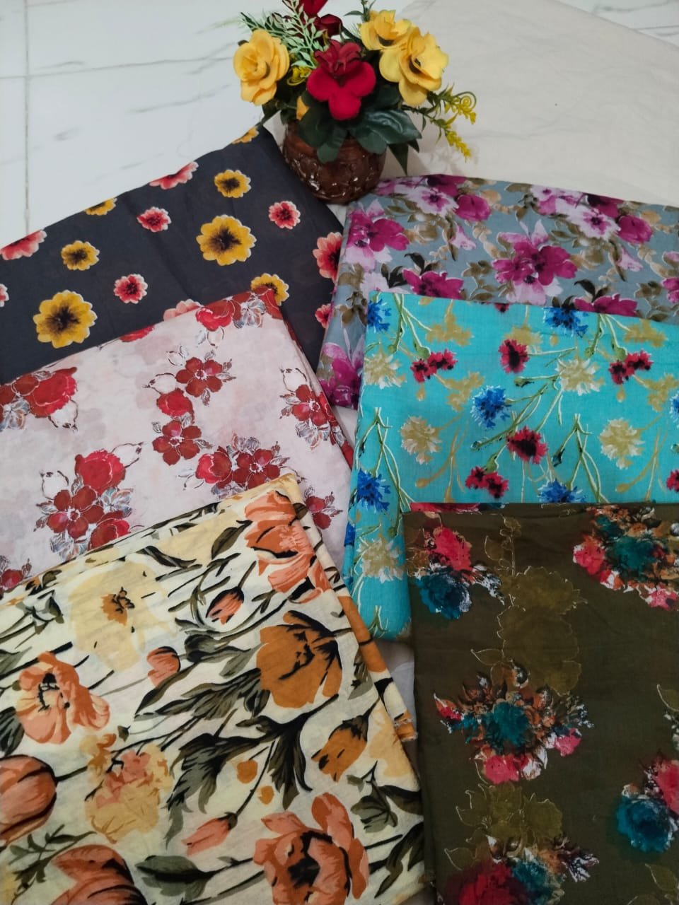 Ocean Mist – Unstitched Lawn 3 Piece (Blue with Floral Touch) - Image 3