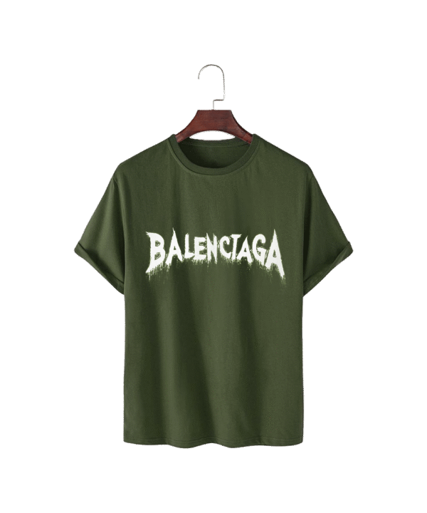 Rungzaar Distressed Text Graphic Tee – Olive Green