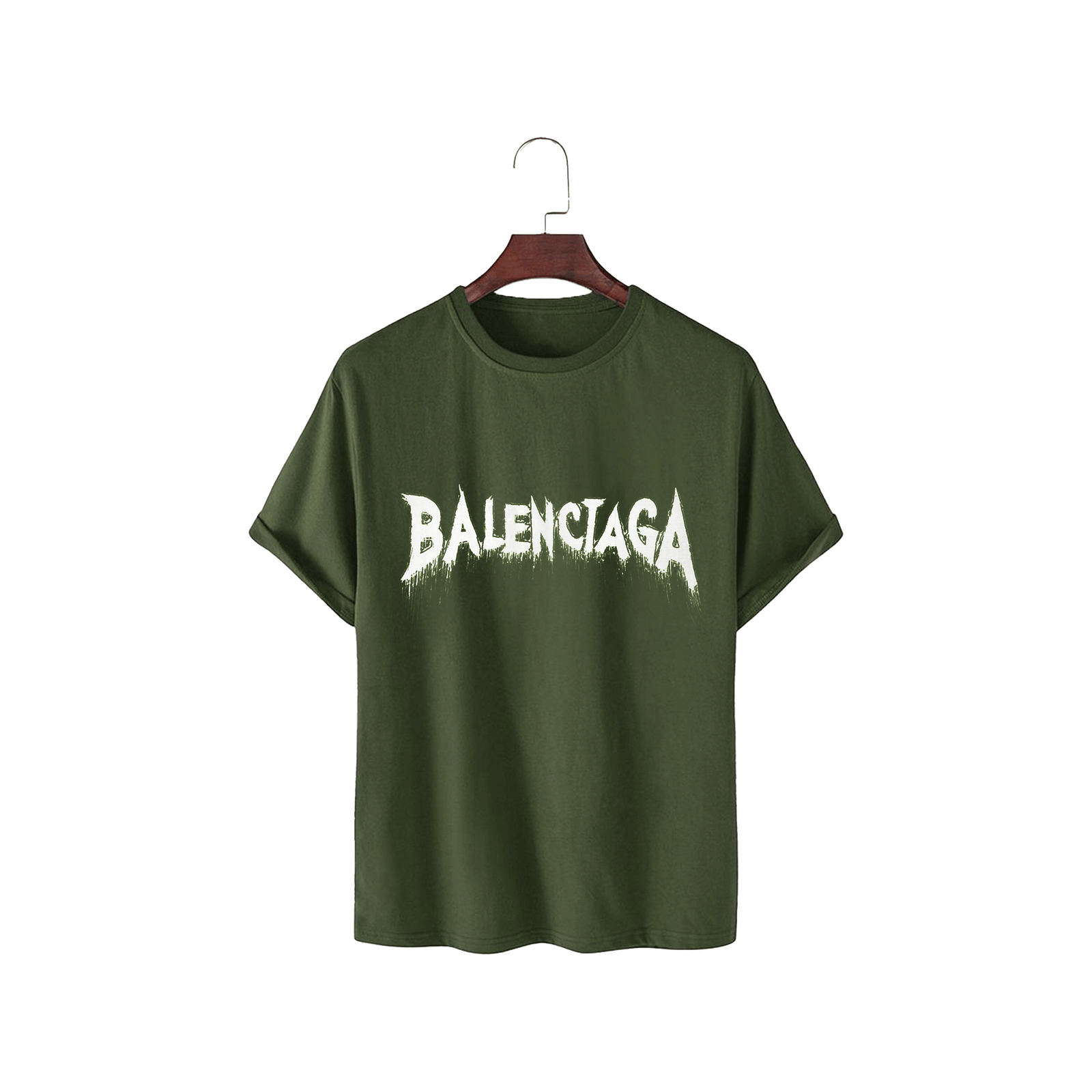 Rungzaar Distressed Text Graphic Tee – Olive Green